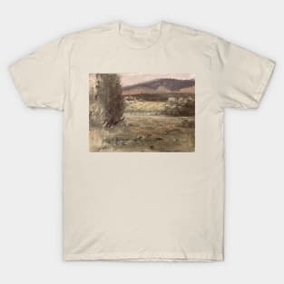 Rural Red Barn Oil on Canvas Painting T-Shirt